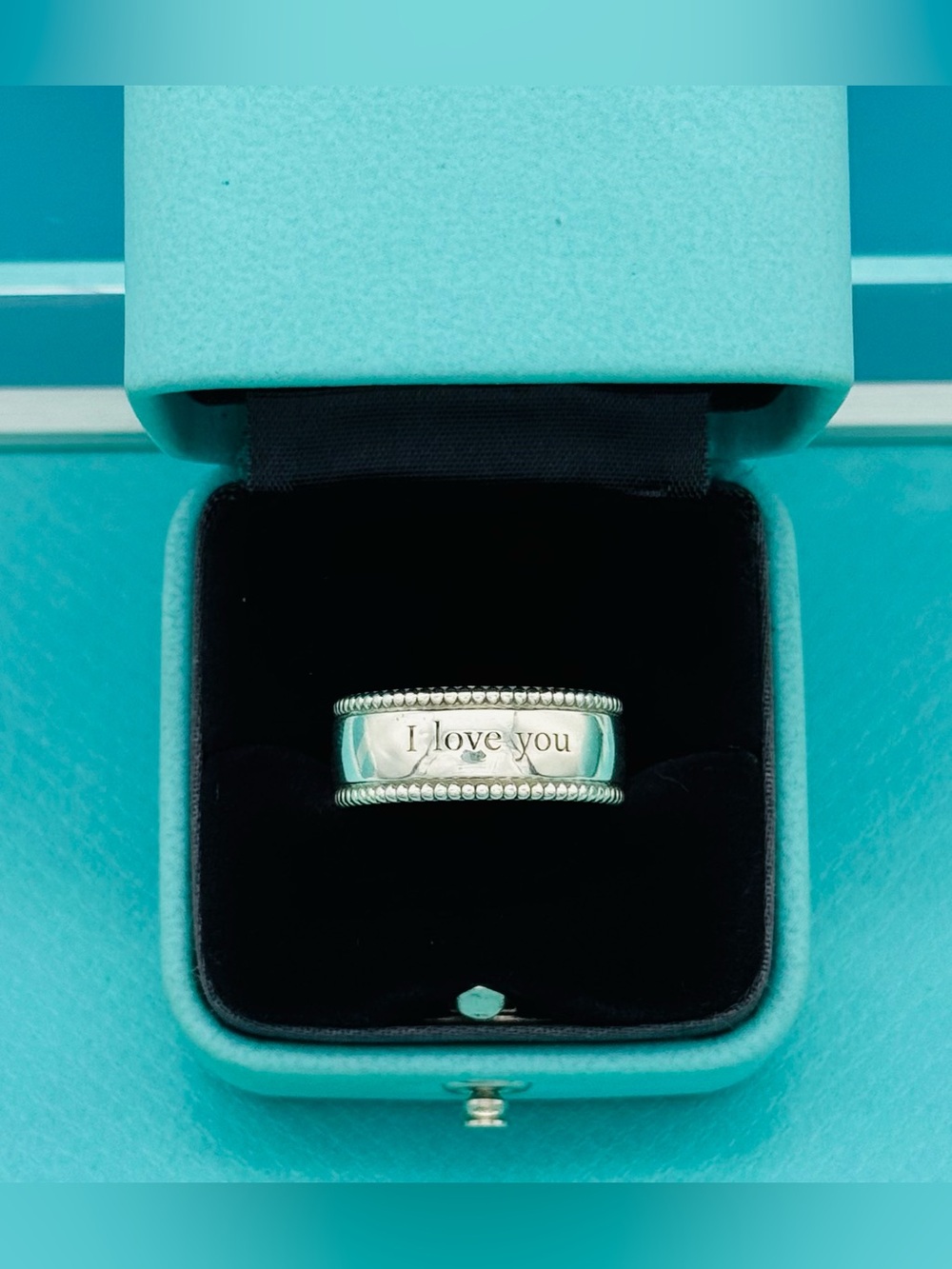 Tiffany & Co. SS Retired Beaded Edge I Love You Ring Size 7.5 VGUC